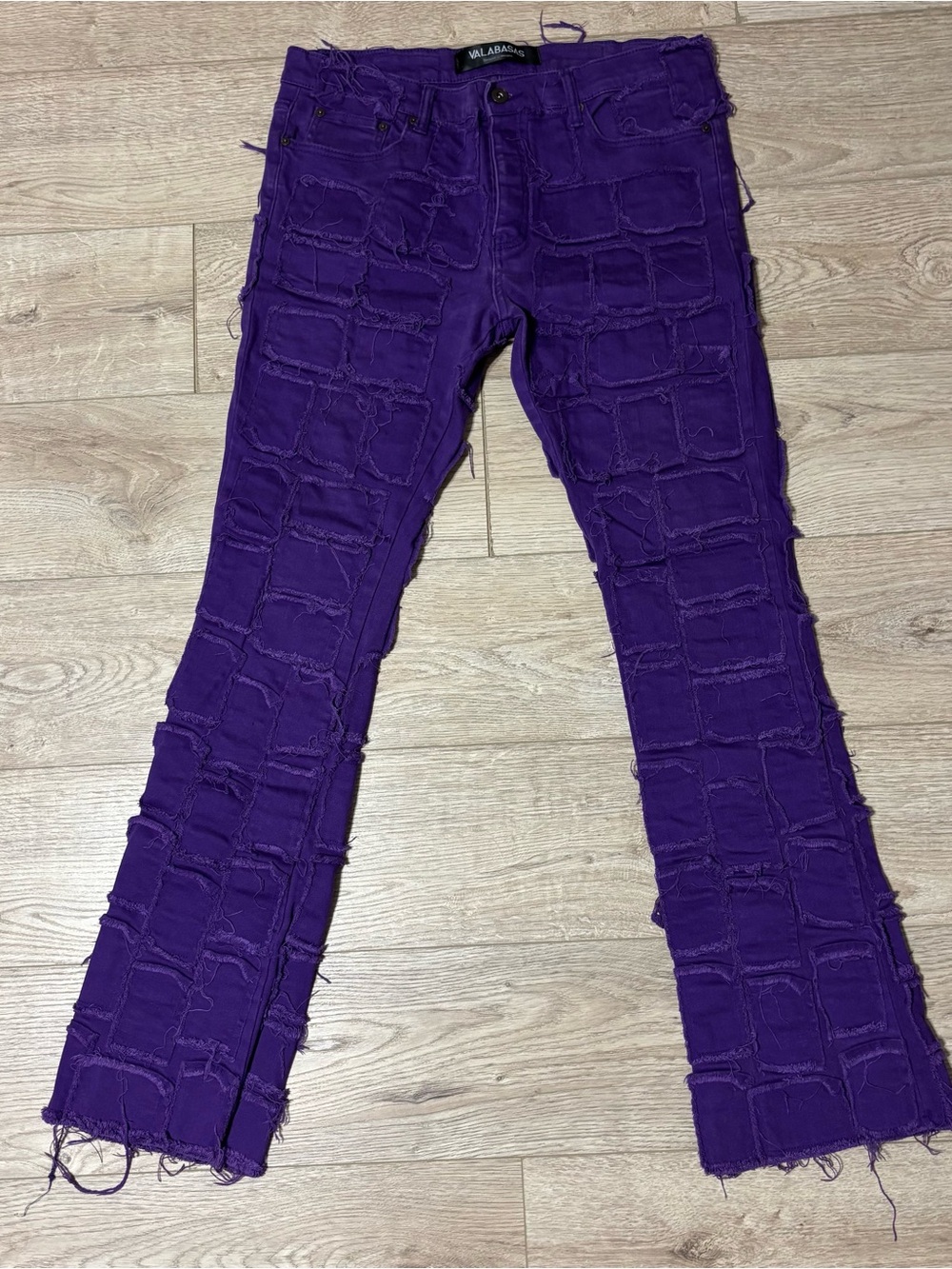 Valabasas Stacked Ripped Patchwork Purple Jeans for Men